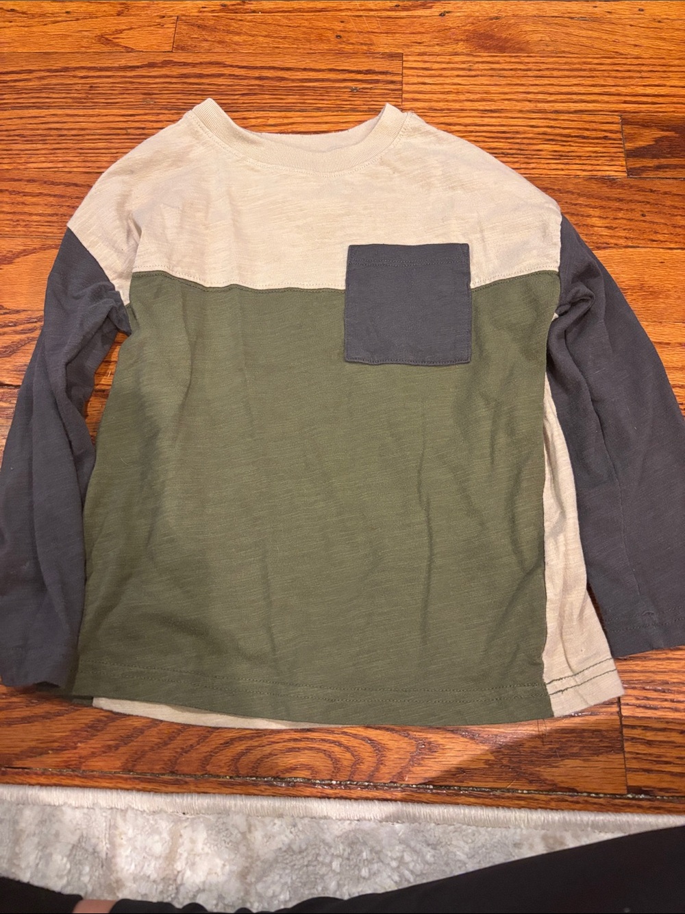 Kids Colorblock Long-Sleeve Tee - Olive, Gray & Cream